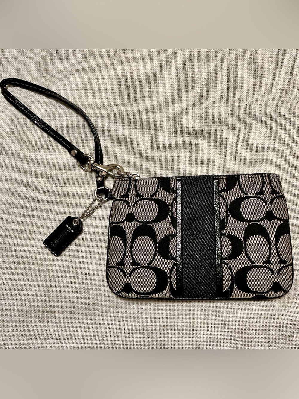 Coach Black Signature Canvas Wristlet